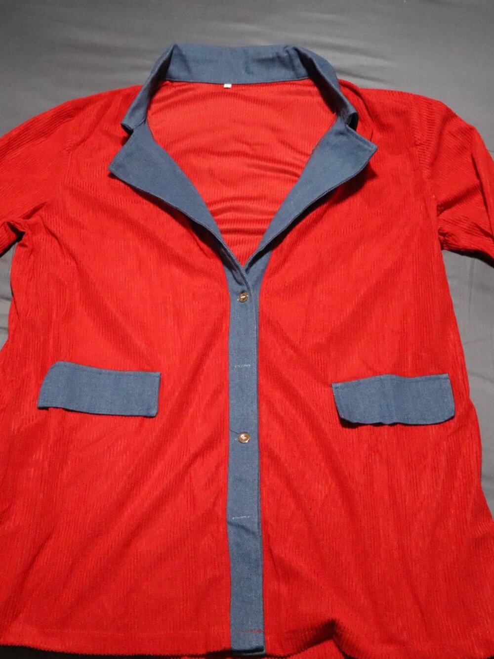 NWOT Red Shacket w/Blue Trim - Sz L